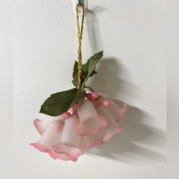 Vintage Pink Frosted Bell Cluster Christmas Ornaments from the '50s and '60s - Picture 1 of 3